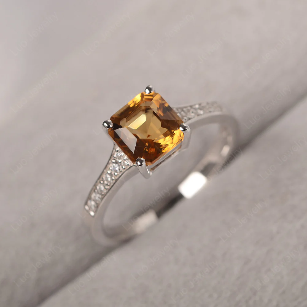 Citrine Asscher Cut Ring