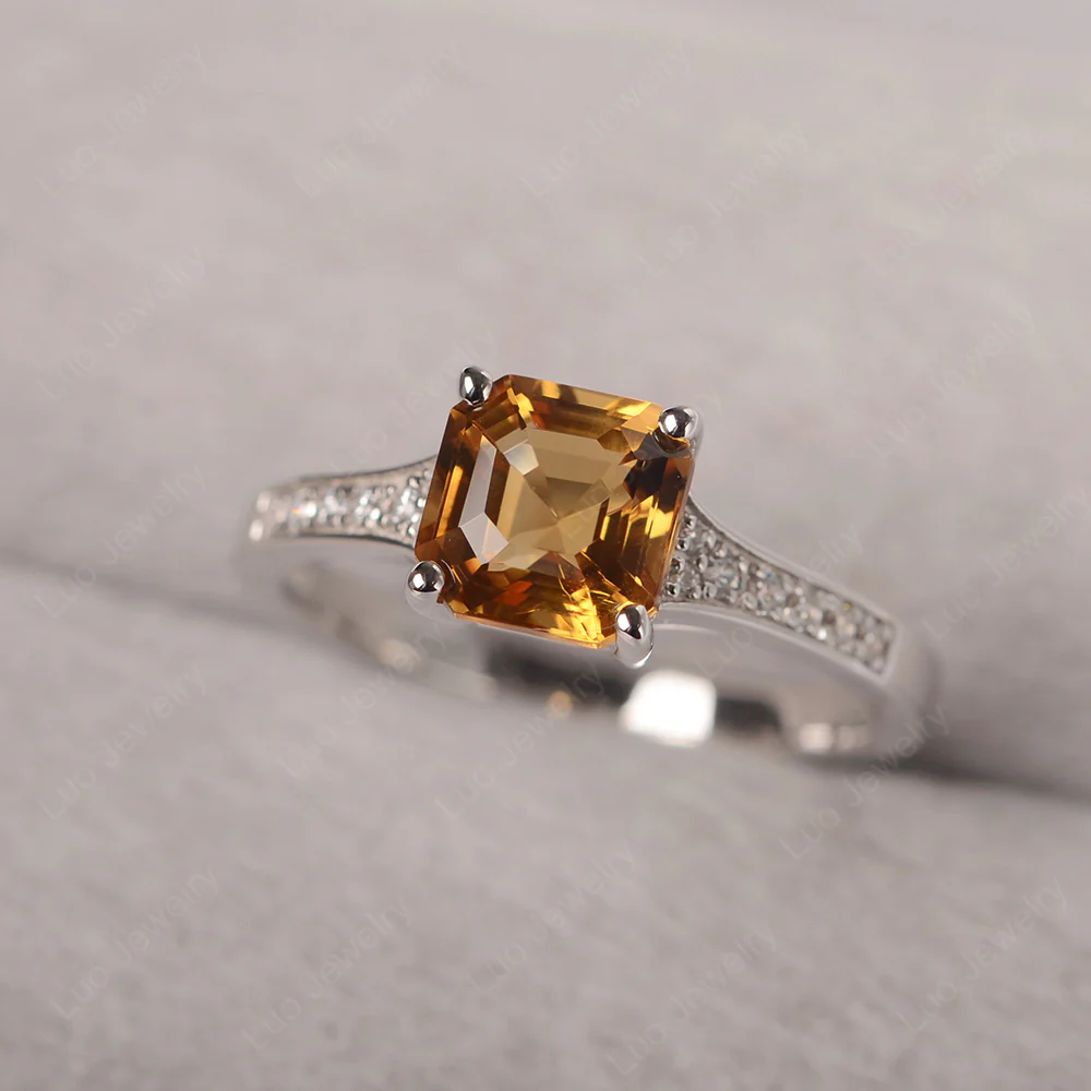 Citrine Asscher Cut Ring - Image 2