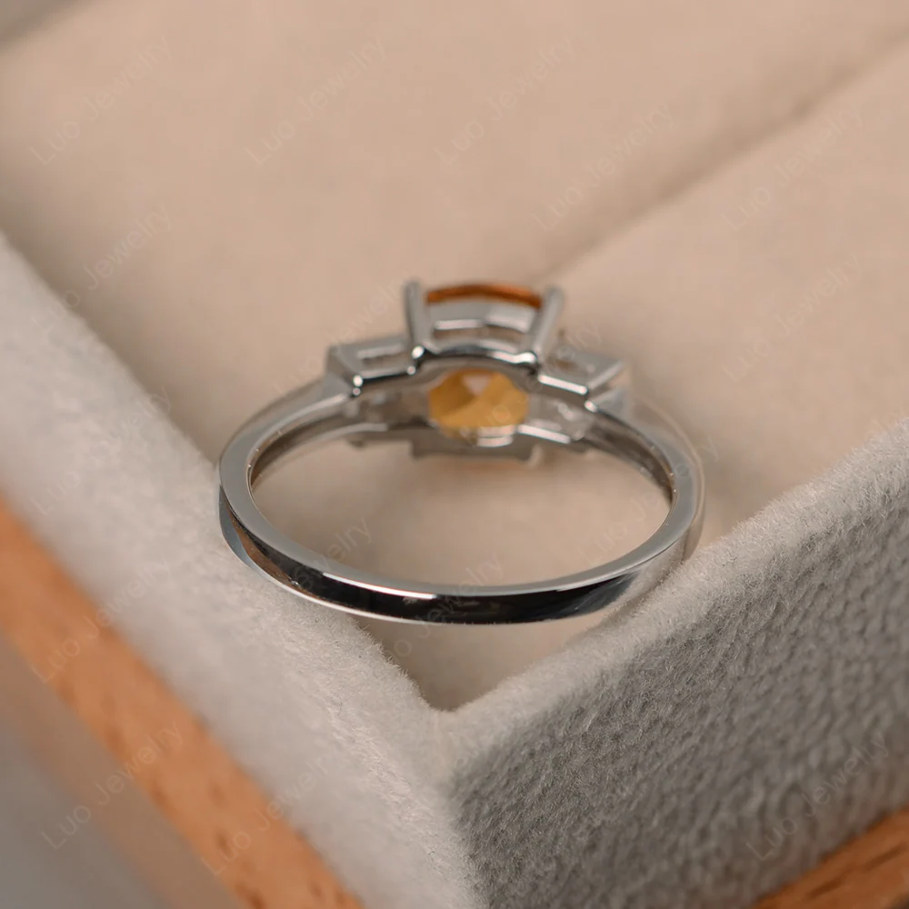 Cushion Citrine Trilogy Ring - Image 3