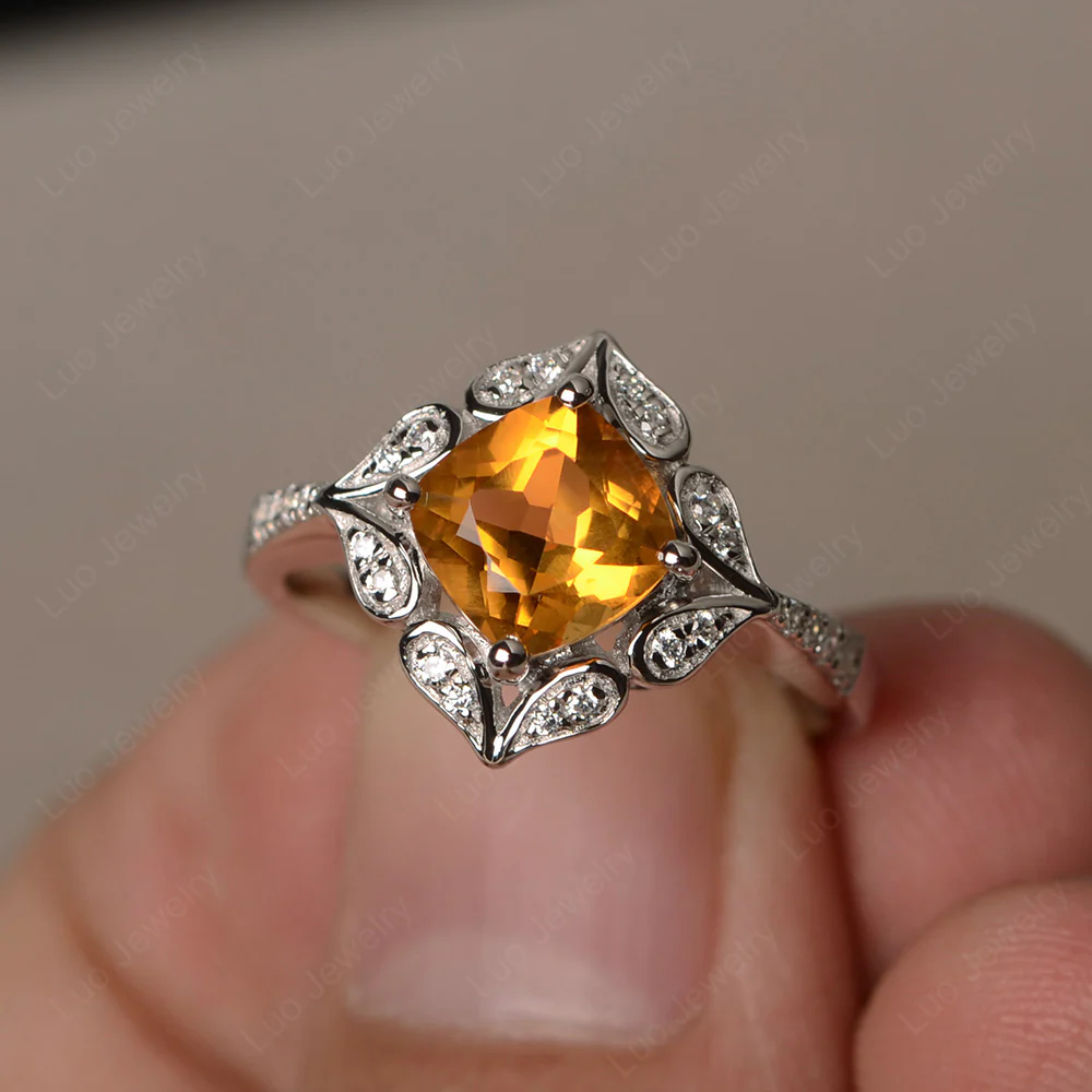 Citrine Ring Cushion Cut Kite Set - Image 2
