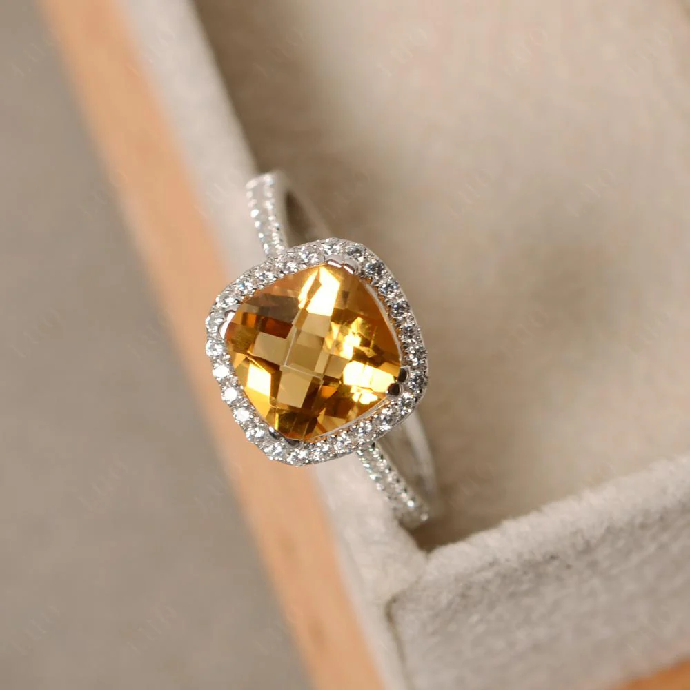 Cushion Cut Citrine Halo Ring - Image 12