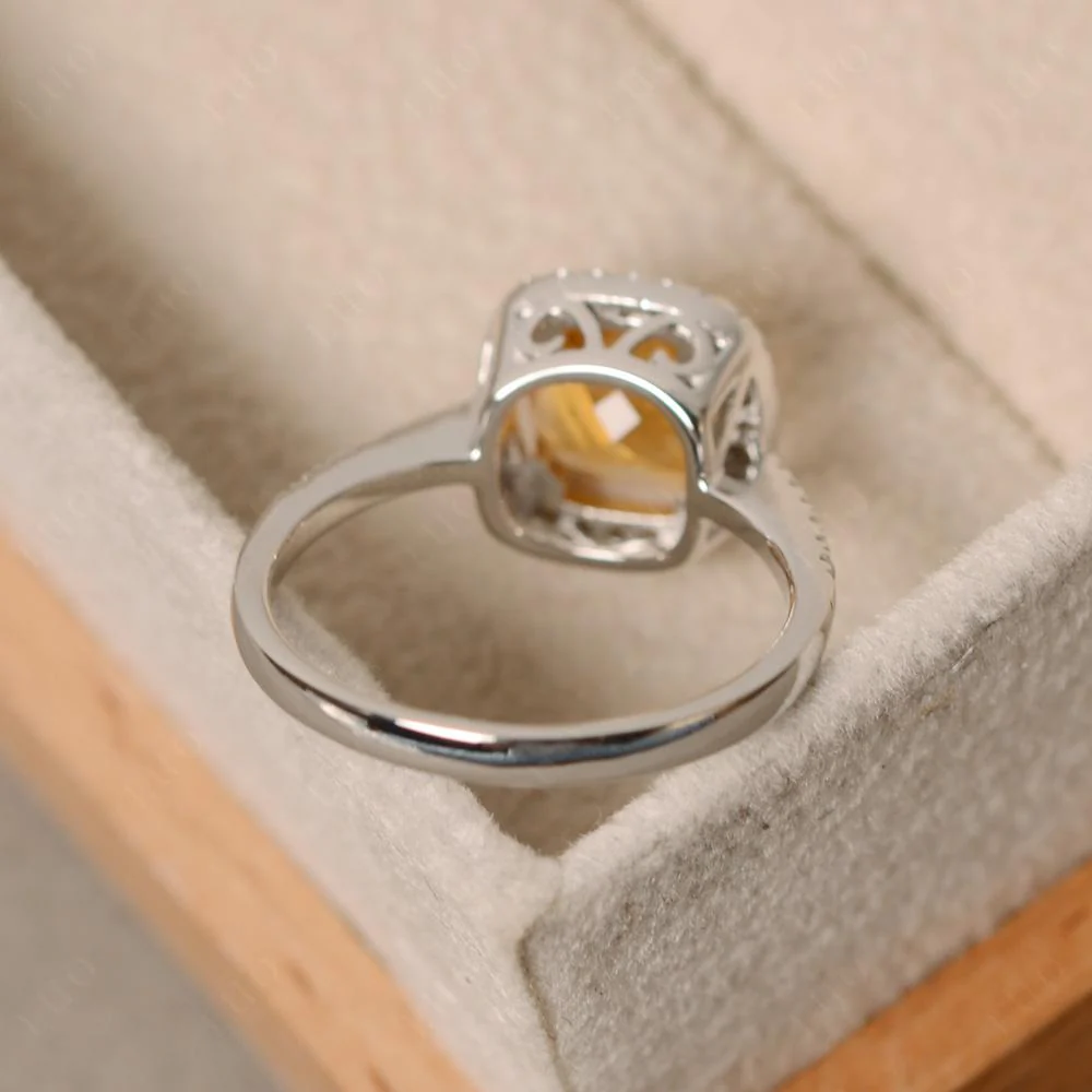 Cushion Cut Citrine Halo Ring - Image 13