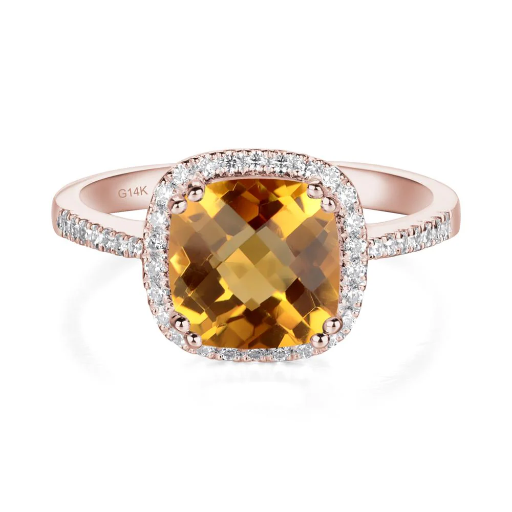 Cushion Cut Citrine Halo Ring - Image 3