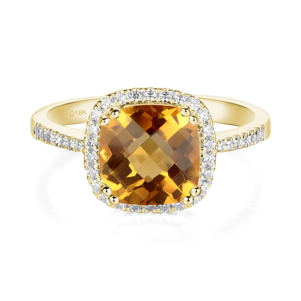 Cushion Cut Citrine Halo Ring - Image 4