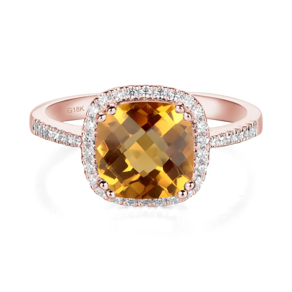Cushion Cut Citrine Halo Ring - Image 5