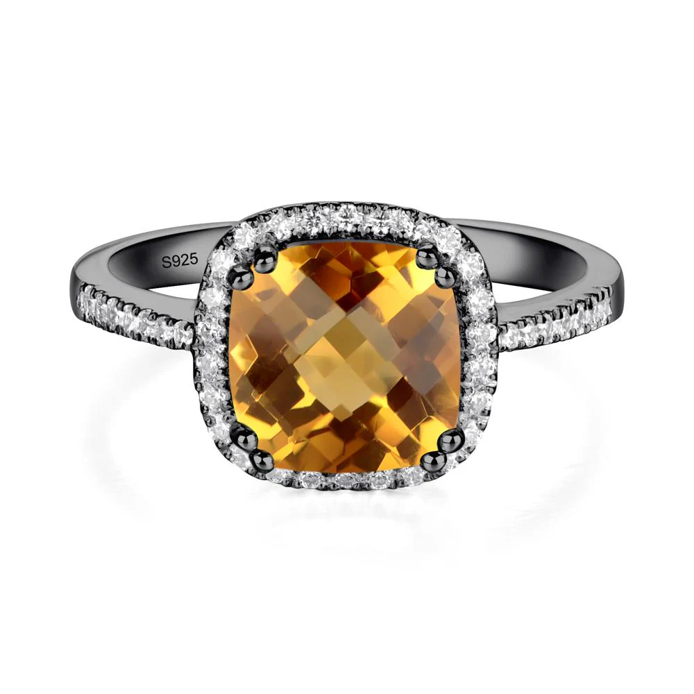 Cushion Cut Citrine Halo Ring - Image 7
