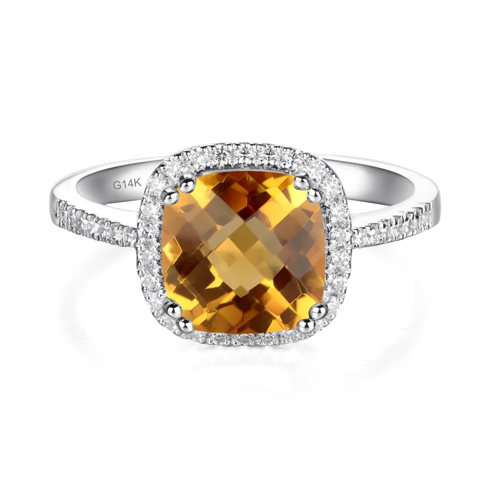 Cushion Cut Citrine Halo Ring - Image 8
