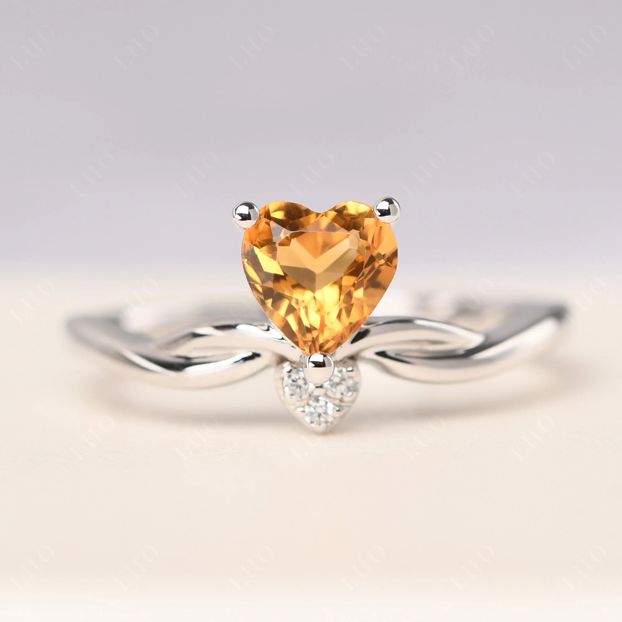 Dainty Twisted Citrine Engagement Ring - Image 10