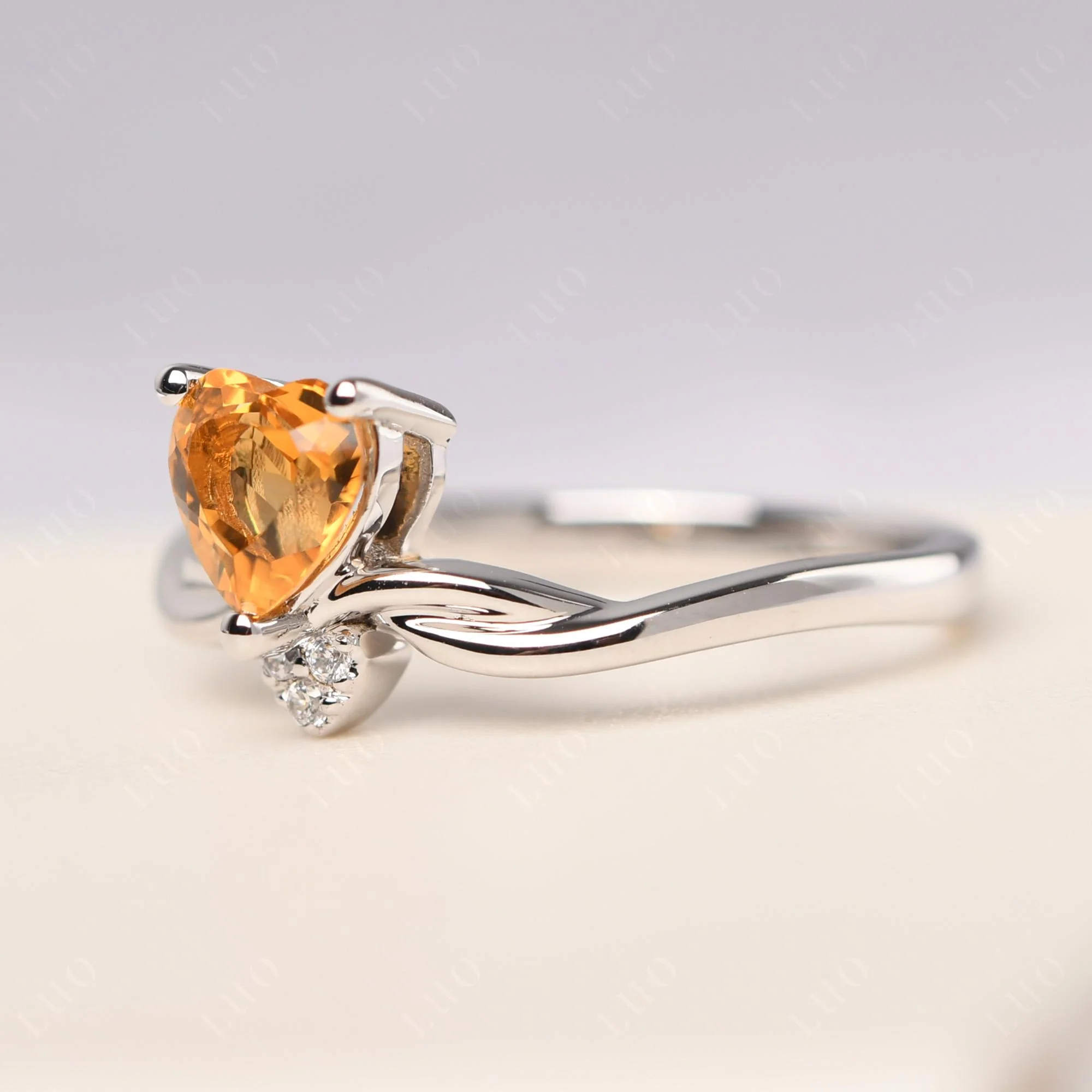 Dainty Twisted Citrine Engagement Ring - Image 11