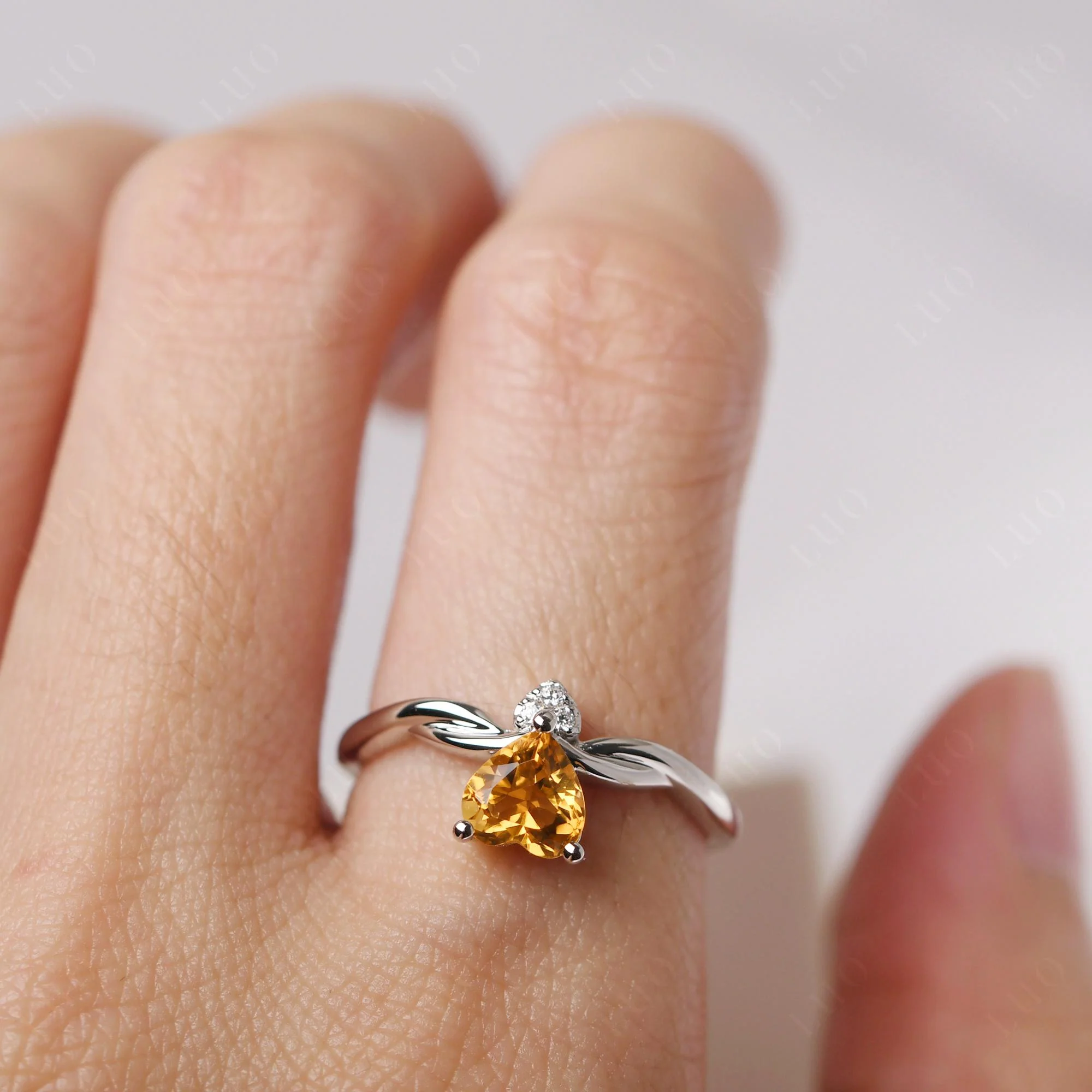 Dainty Twisted Citrine Engagement Ring - Image 14