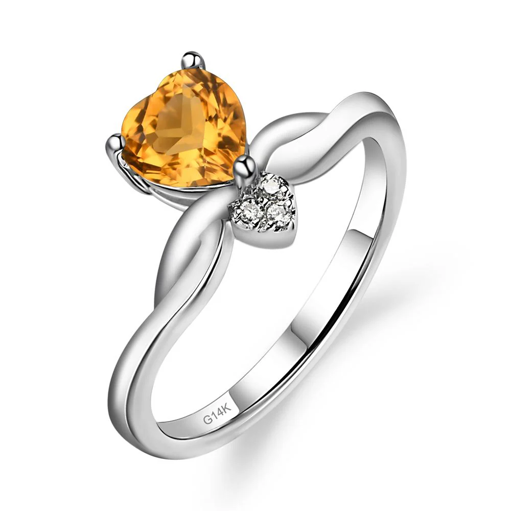 Dainty Twisted Citrine Engagement Ring - Image 3