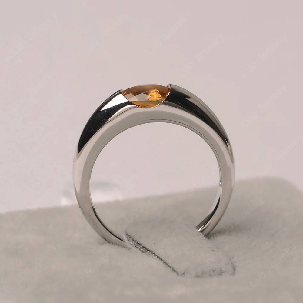 Citrine East West Bezel Set Pinky Ring - Image 3