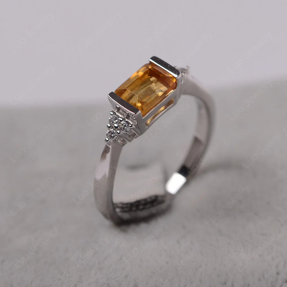 Citrine East West Half Bezel Set Ring - Image 2