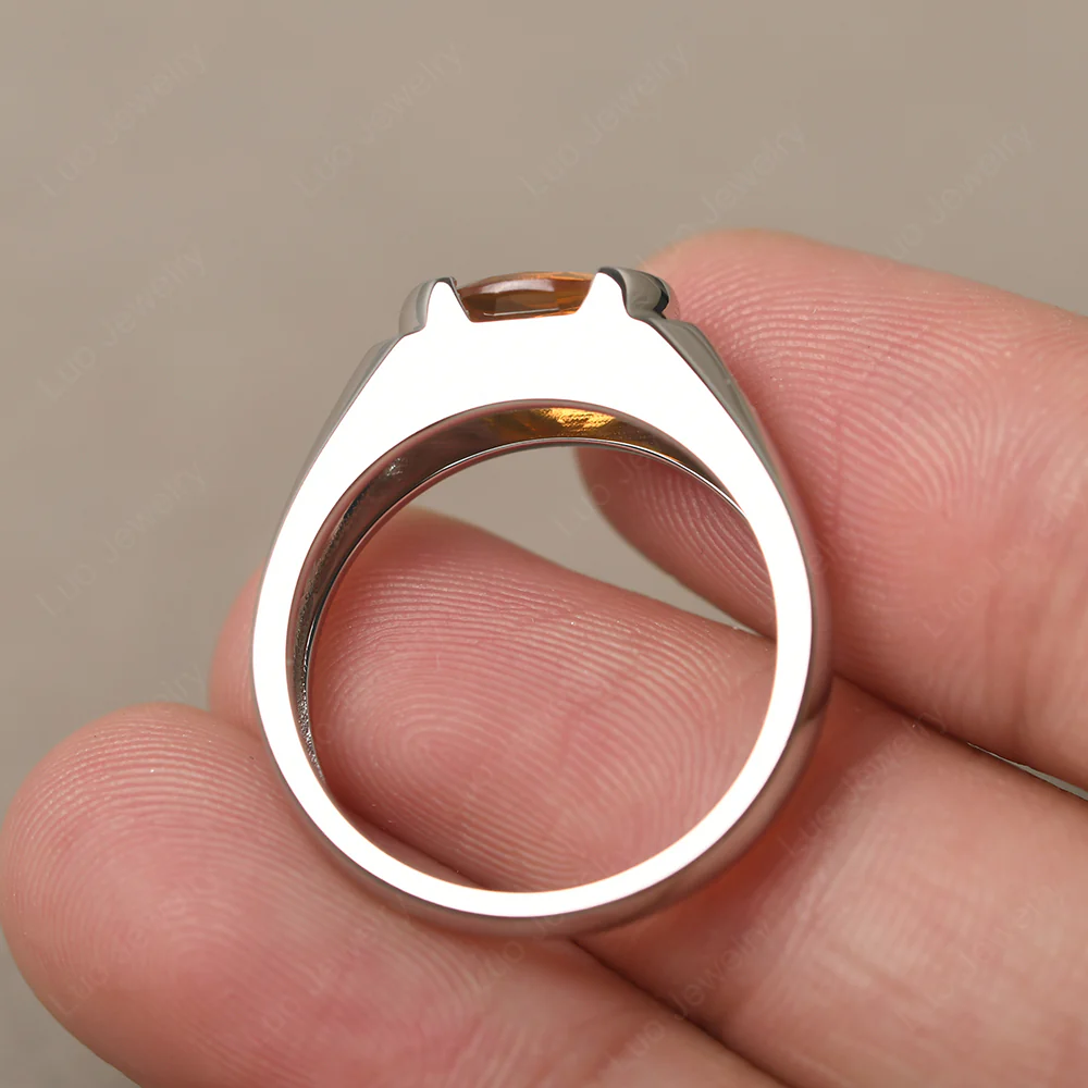 Oval Citrine Horizontal Unisex Ring - Image 3