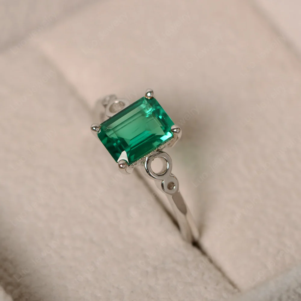 Emerald Infinity Solitaire Ring - Image 3