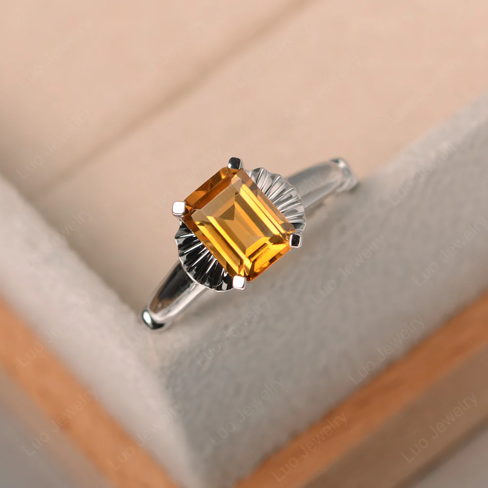 Vintage Style Citrine Solitaire Ring - Image 2