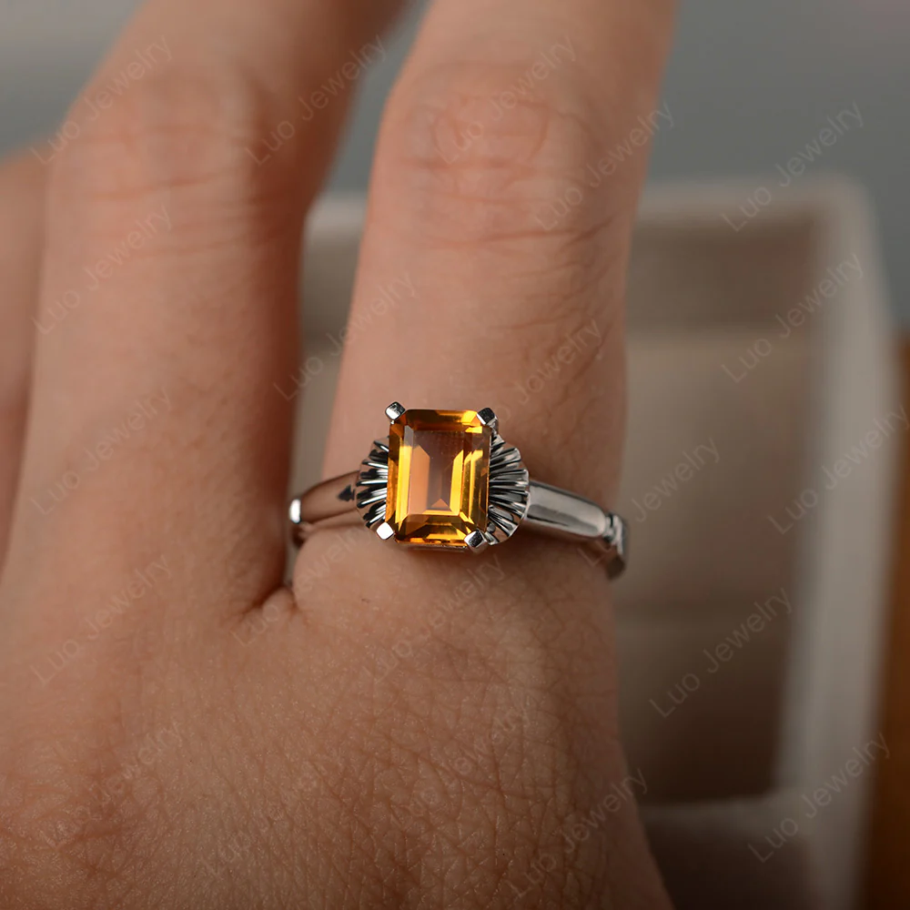 Vintage Style Citrine Solitaire Ring - Image 5