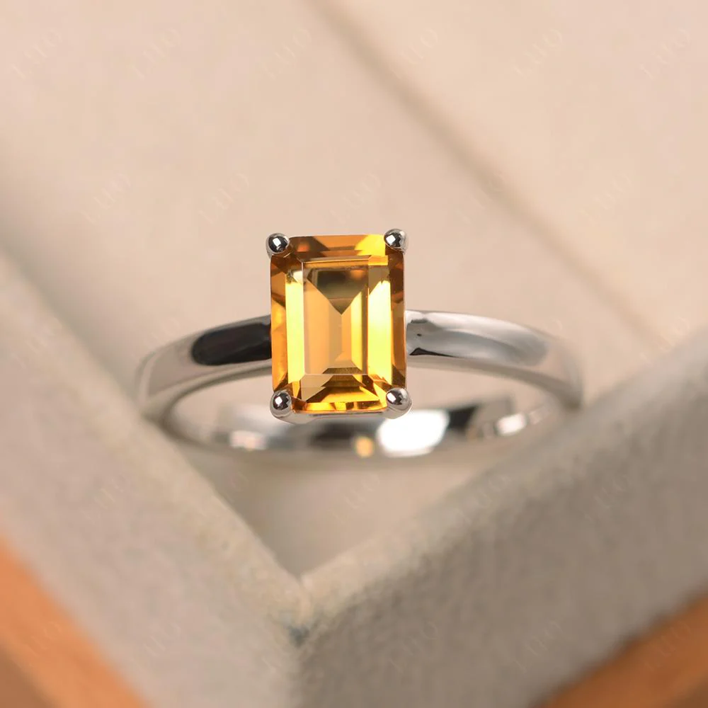 Emerald Cut Citrine Solitaire Ring - Image 29
