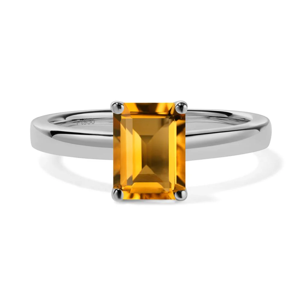 Emerald Cut Citrine Solitaire Ring - Image 5