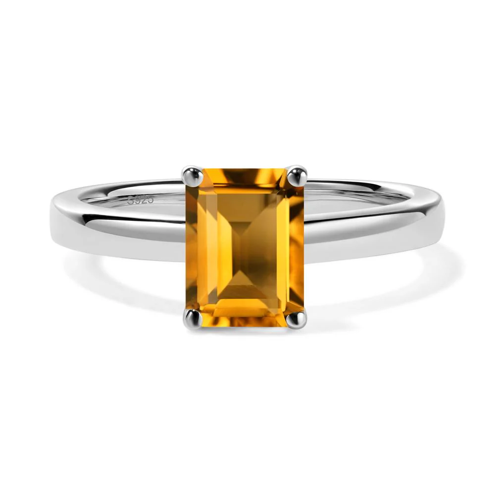 Emerald Cut Citrine Solitaire Ring - Image 6