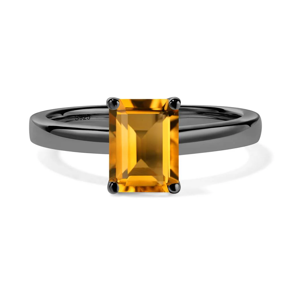 Emerald Cut Citrine Solitaire Ring - Image 8