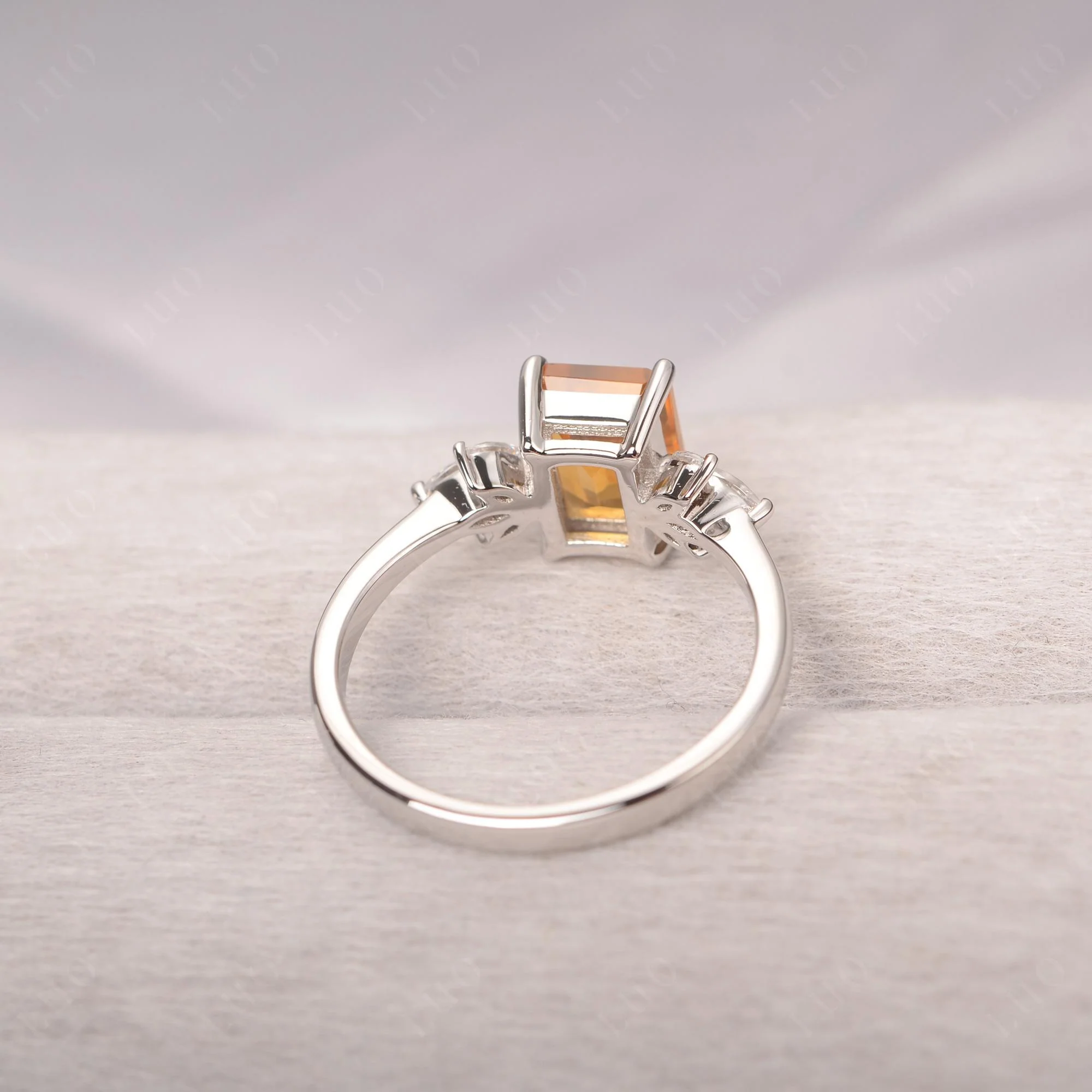 Sunburst Emerald Cut Citrine Ring - Image 13