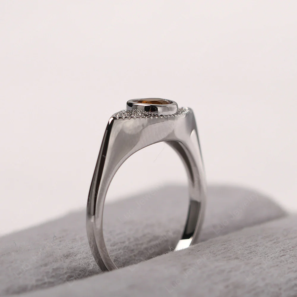Citrine Bezel Set Evil Eye Ring - Image 4