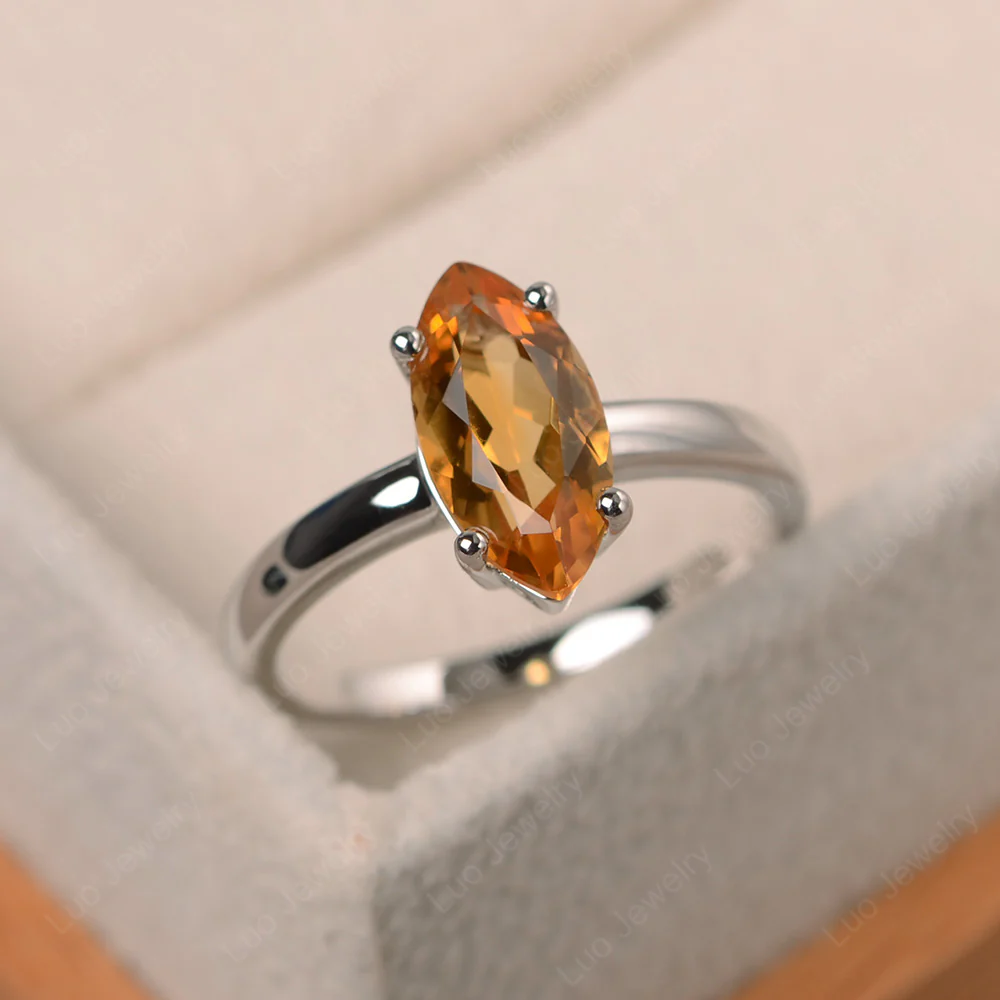 Citrine Solitaire Marquise Ring