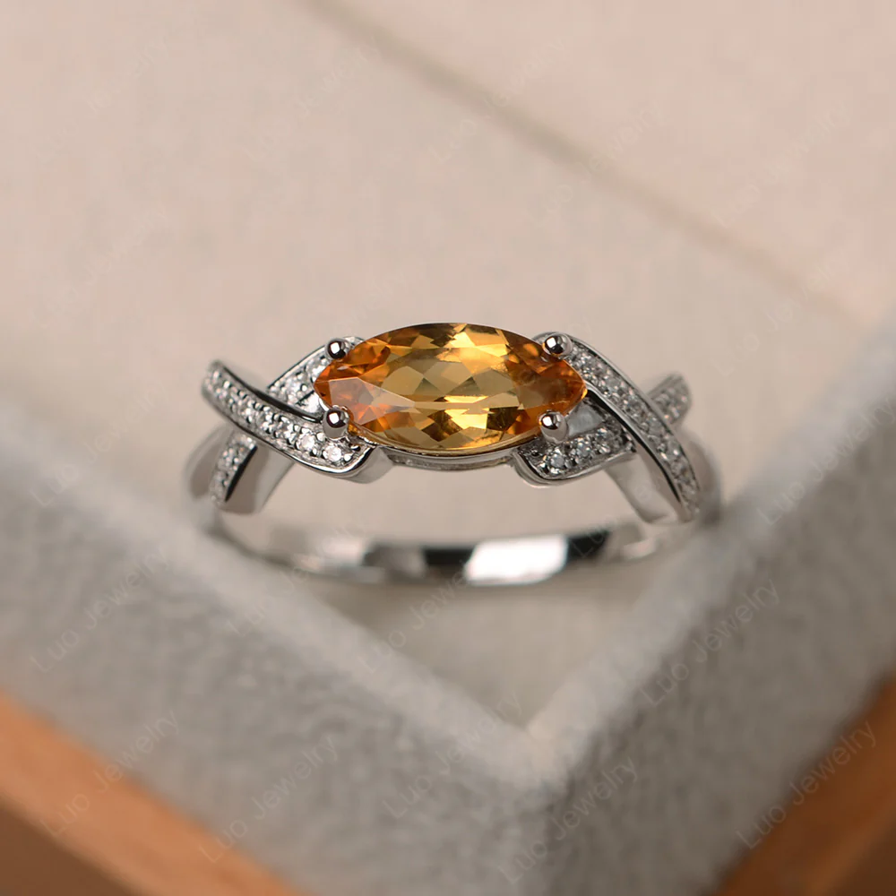 Citrine East West Criss Cross Ring