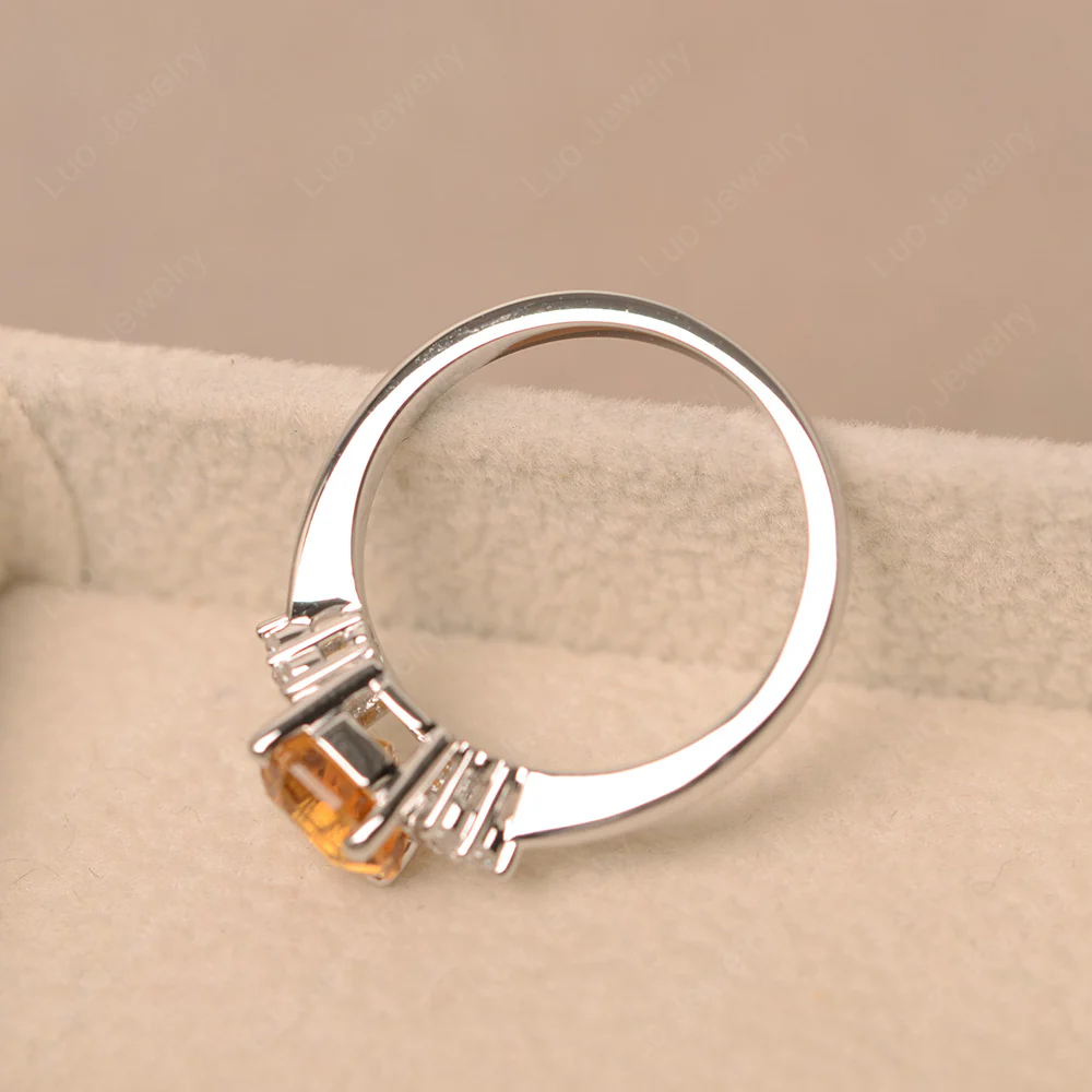 Octagon Cut Citrine Engagement Ring - Image 3