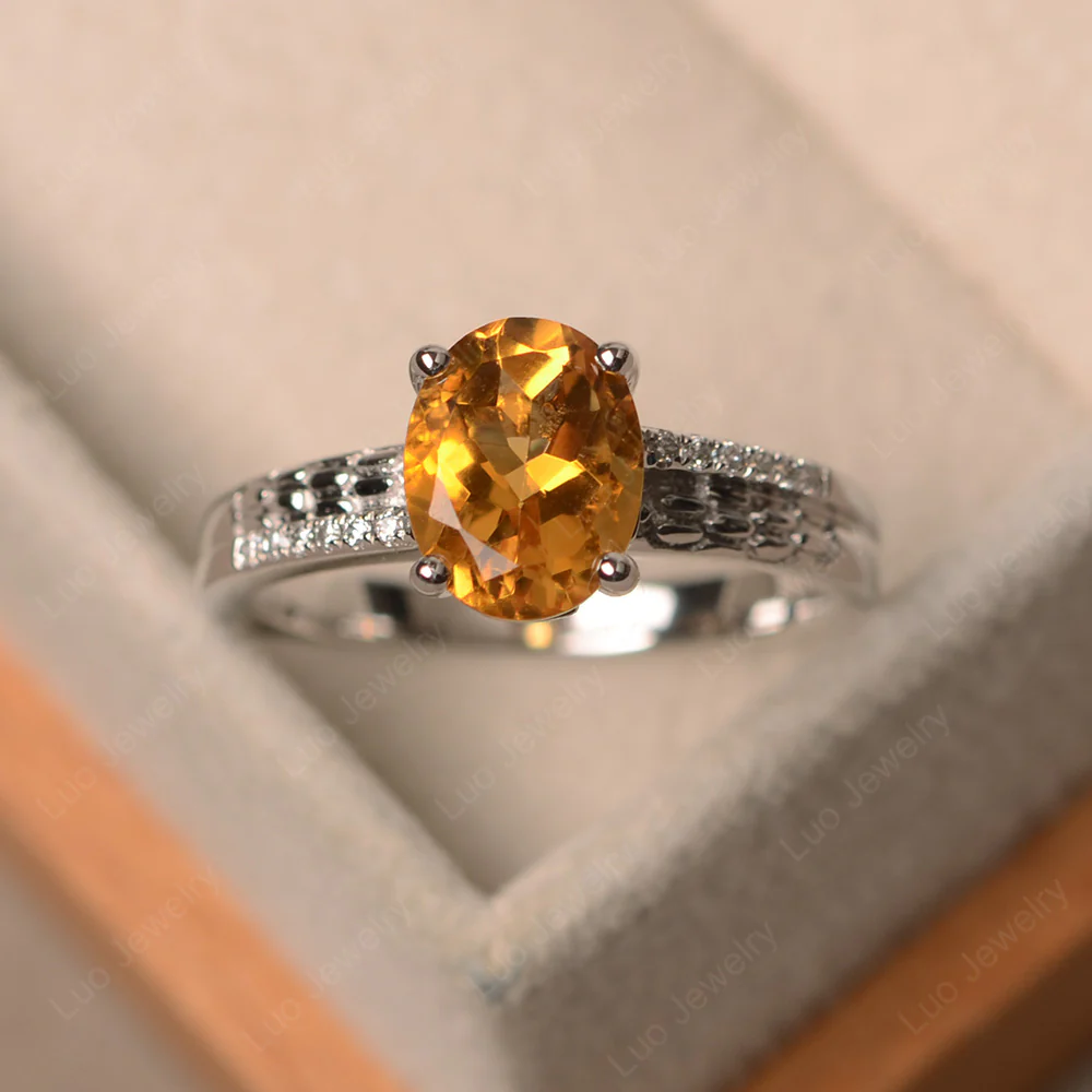 Vintage Style Oval Cut Citrine Ring