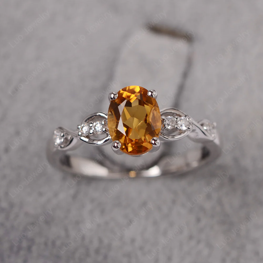 Oval Citrine Infinity Engagement Ring