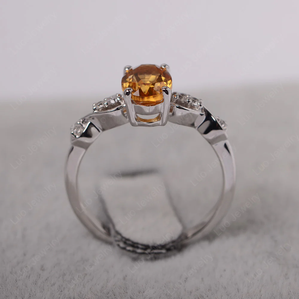 Oval Citrine Infinity Engagement Ring - Image 3