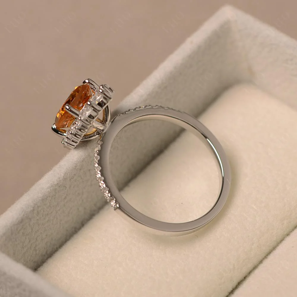 Oval Citrine Halo Cluster Ring - Image 12