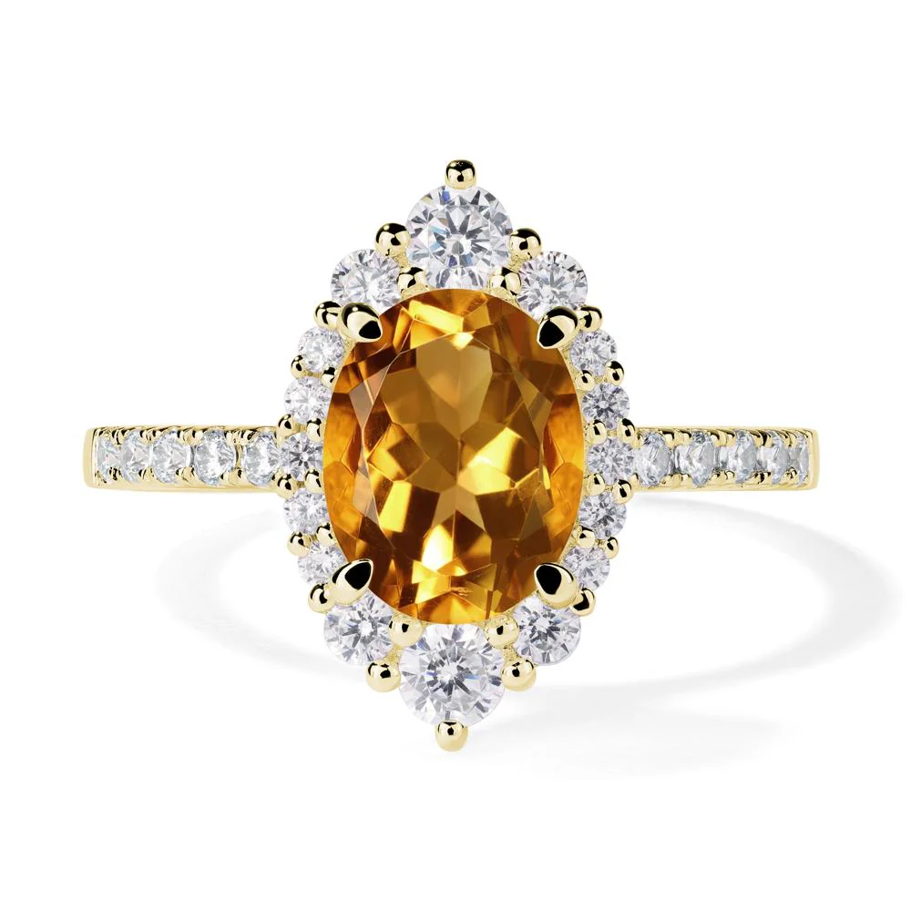 Oval Citrine Halo Cluster Ring - Image 8