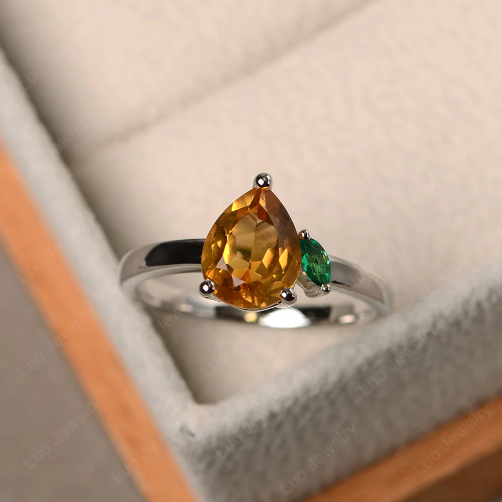 Unique Pear Shaped Citrine Ring
