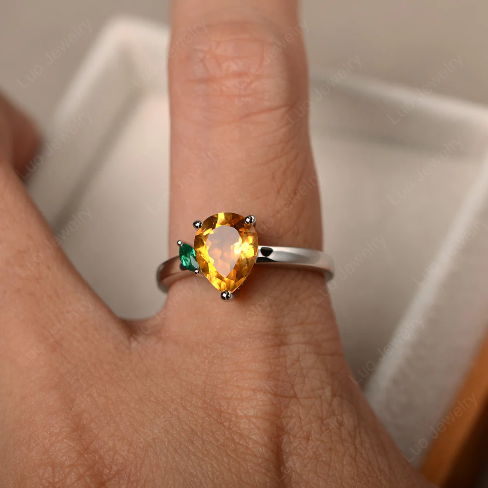 Unique Pear Shaped Citrine Ring - Image 4