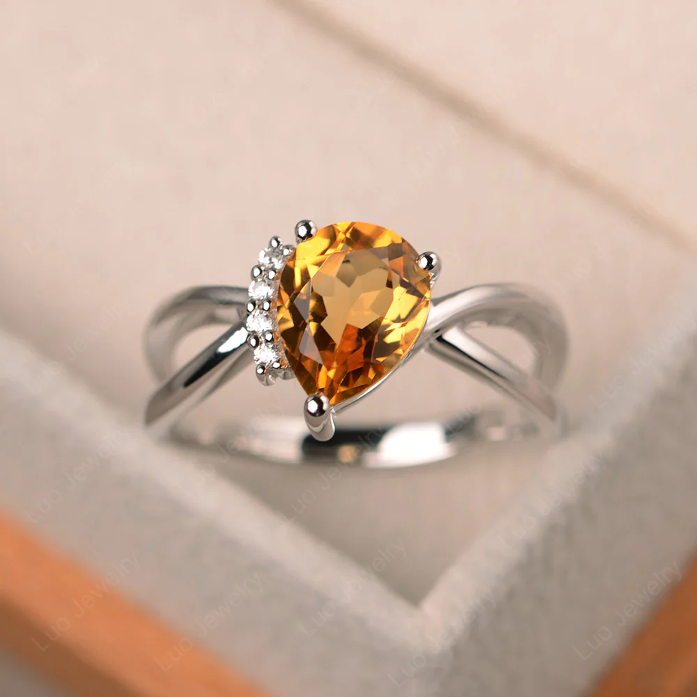 Citrine Asymmetric Engagement Ring - Image 3