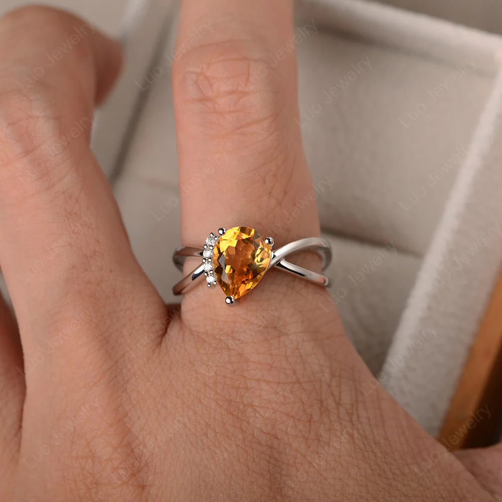 Citrine Asymmetric Engagement Ring - Image 5