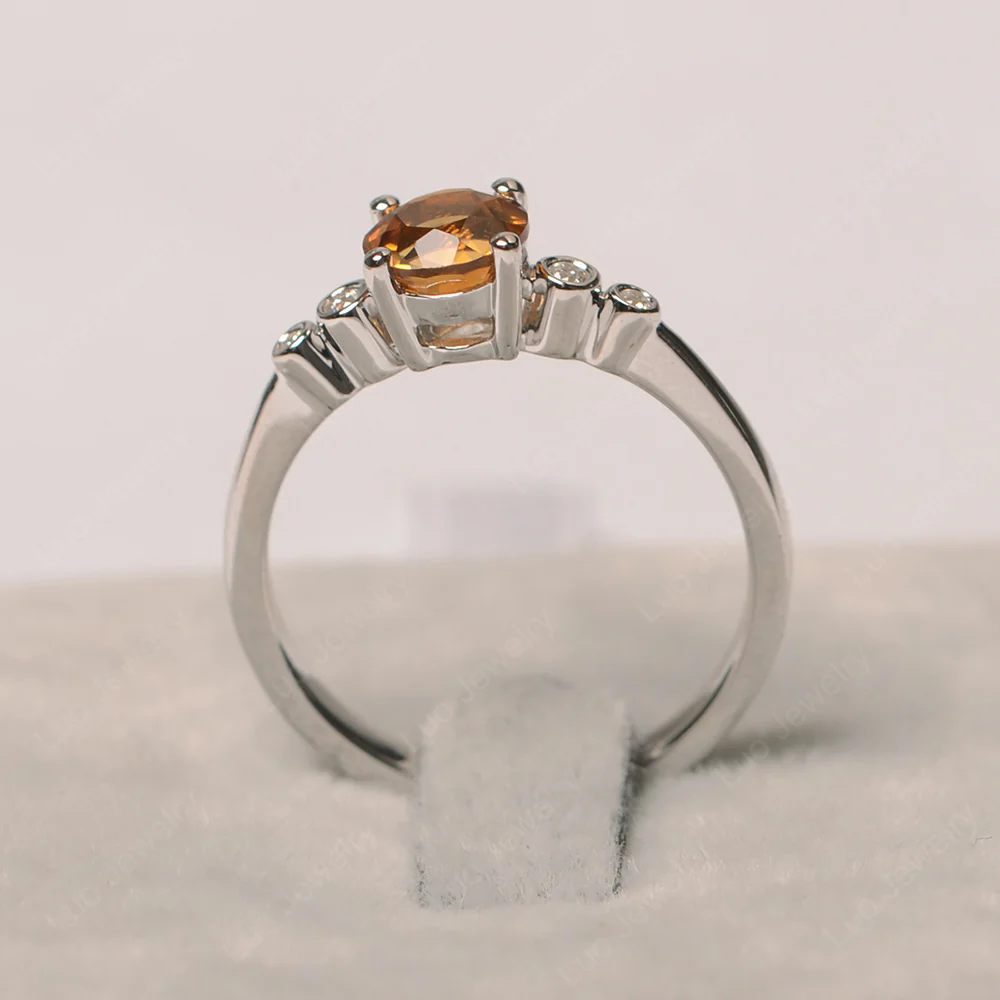 Citrine Ring Round Cut Engagement Ring - Image 2