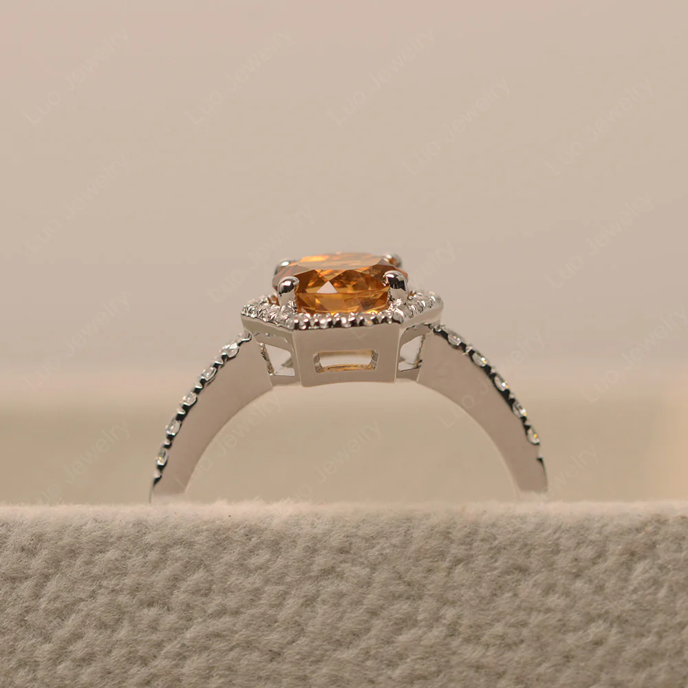 Citrine Hexagon Halo Engagement Ring - Image 4