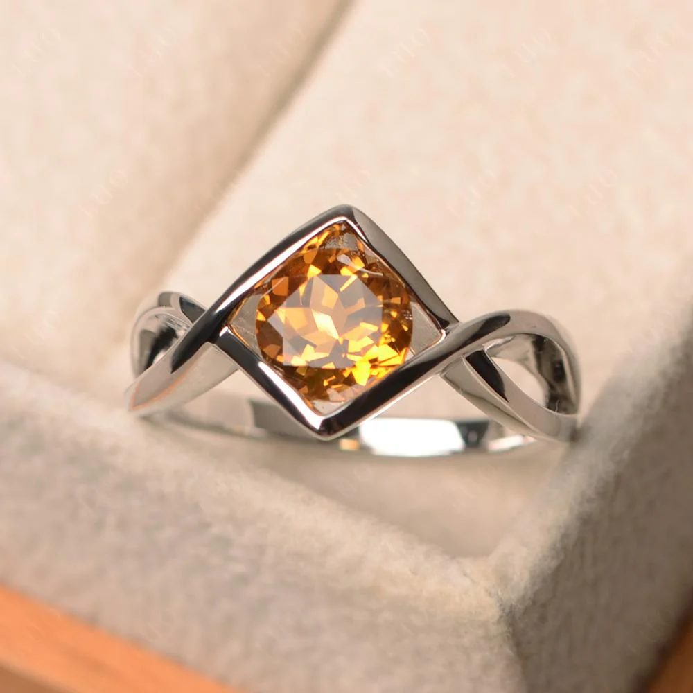 Citrine Bezel Set Infinity Solitaire Ring - Image 10