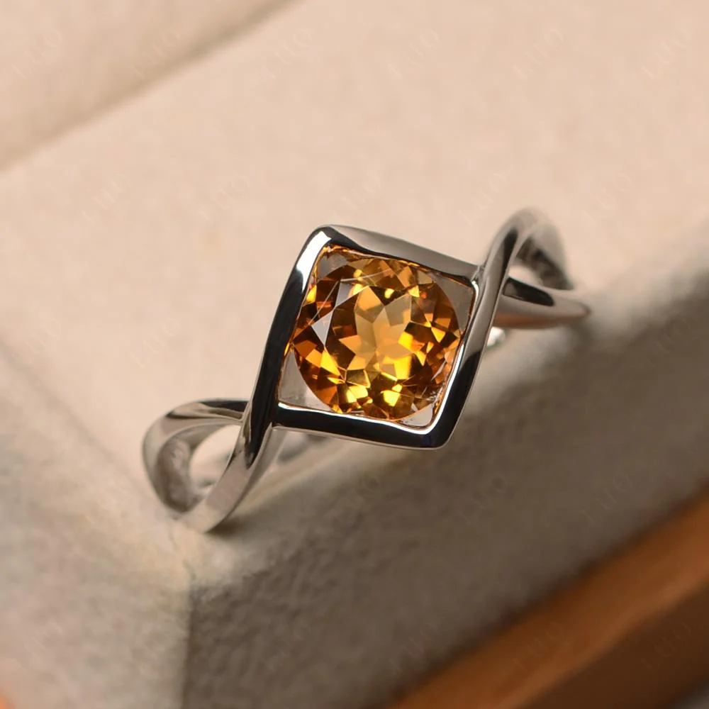 Citrine Bezel Set Infinity Solitaire Ring - Image 11
