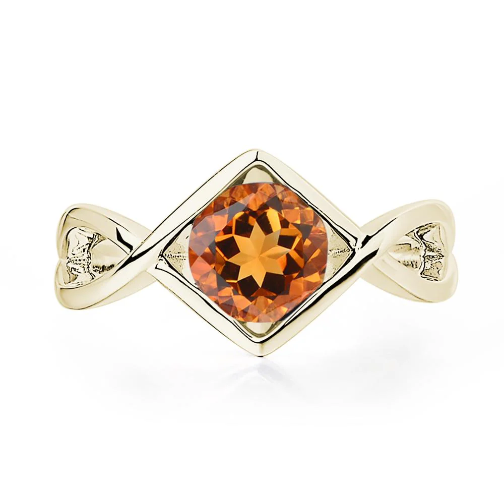 Citrine Bezel Set Infinity Solitaire Ring - Image 4
