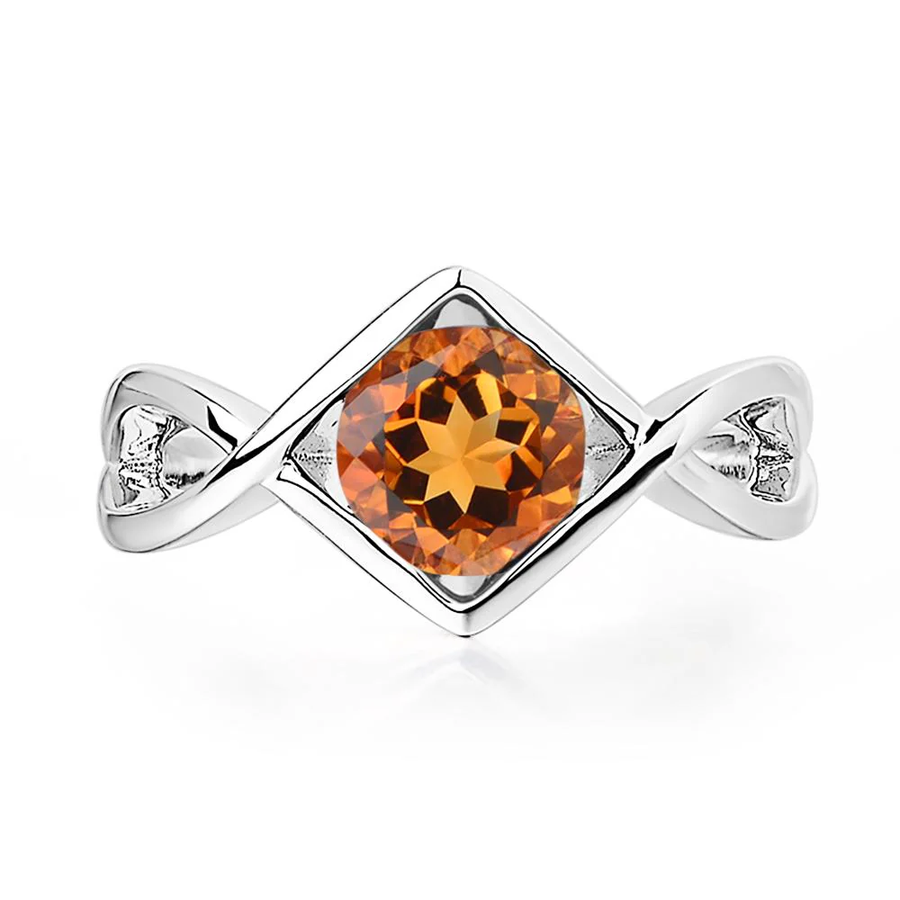 Citrine Bezel Set Infinity Solitaire Ring - Image 7