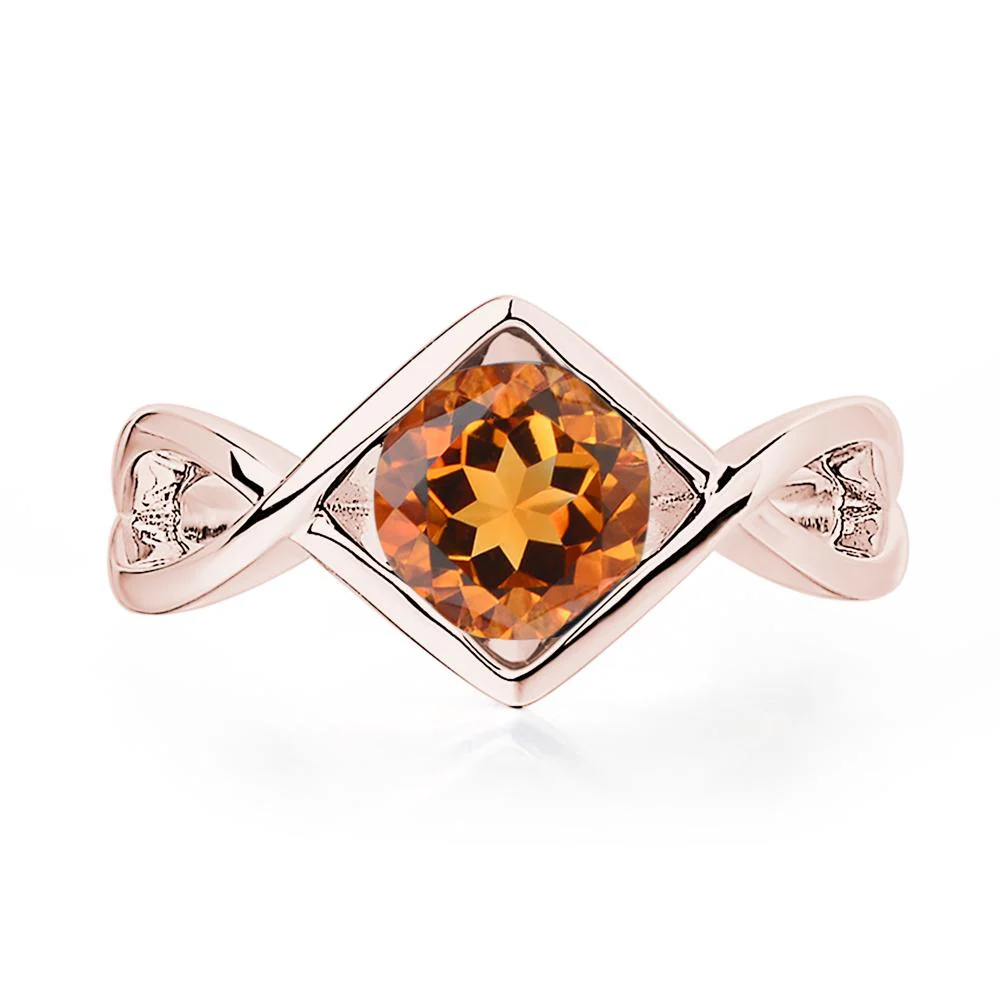 Citrine Bezel Set Infinity Solitaire Ring - Image 9