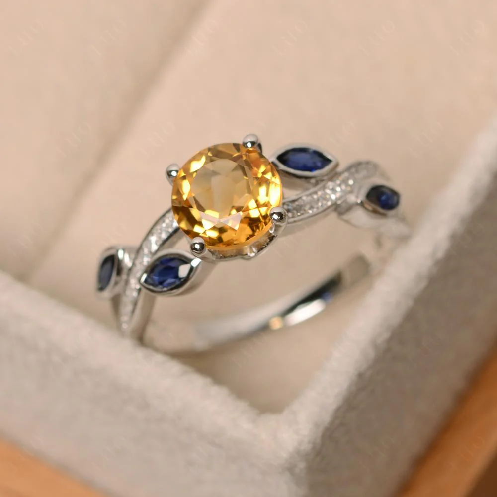 Citrine Engagement Ring with Leaf - Image 29
