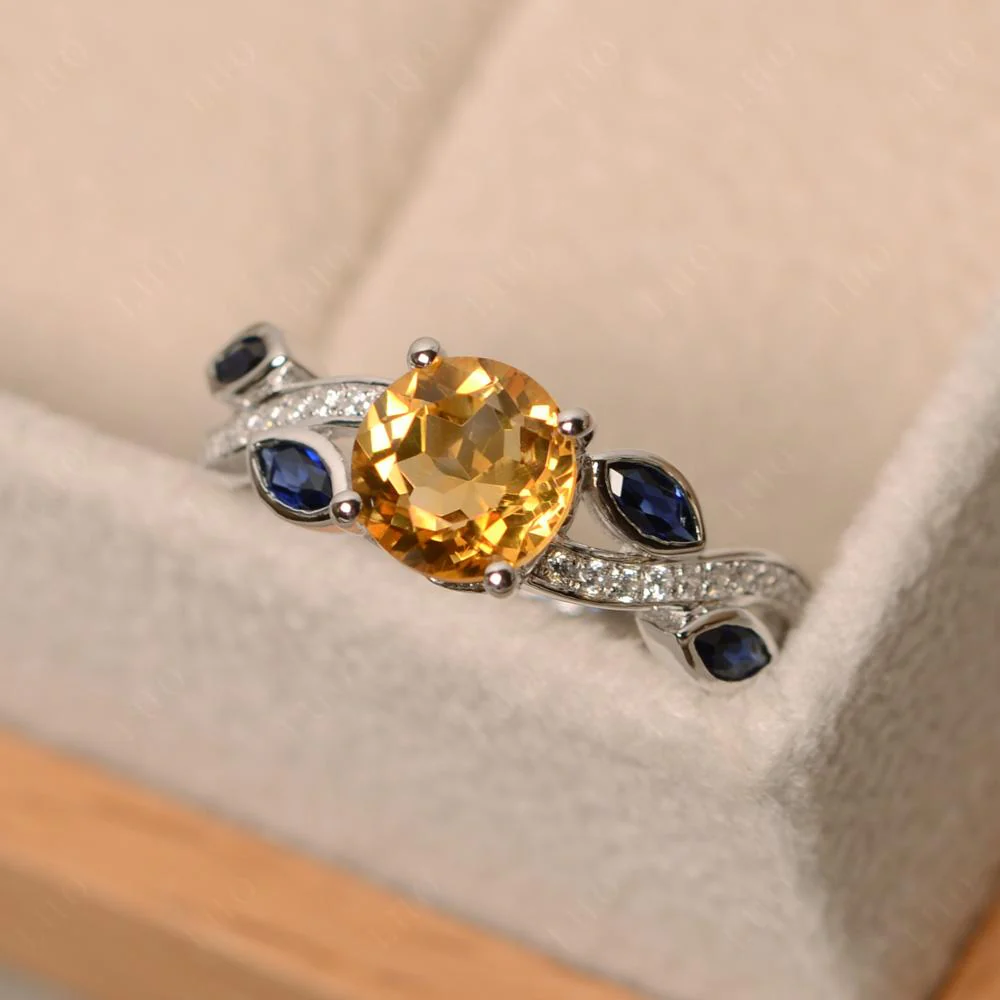 Citrine Engagement Ring with Leaf - Image 30