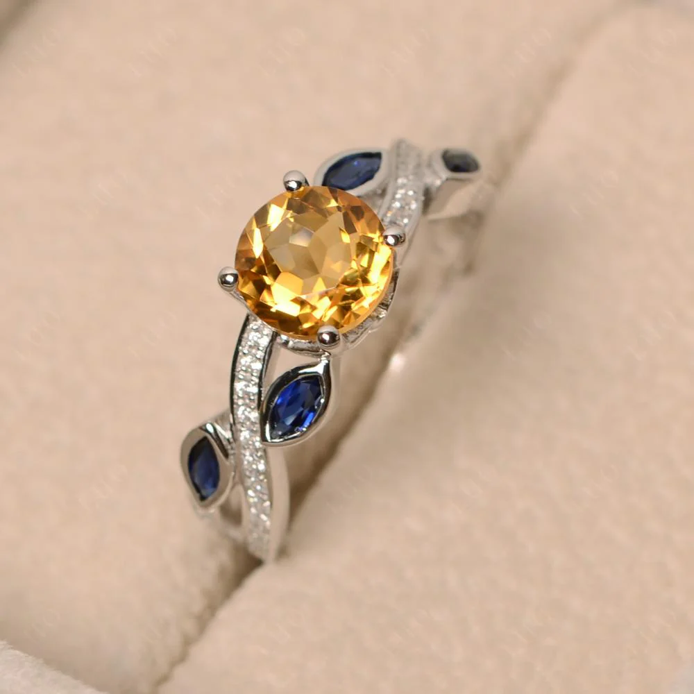 Citrine Engagement Ring with Leaf - Image 31