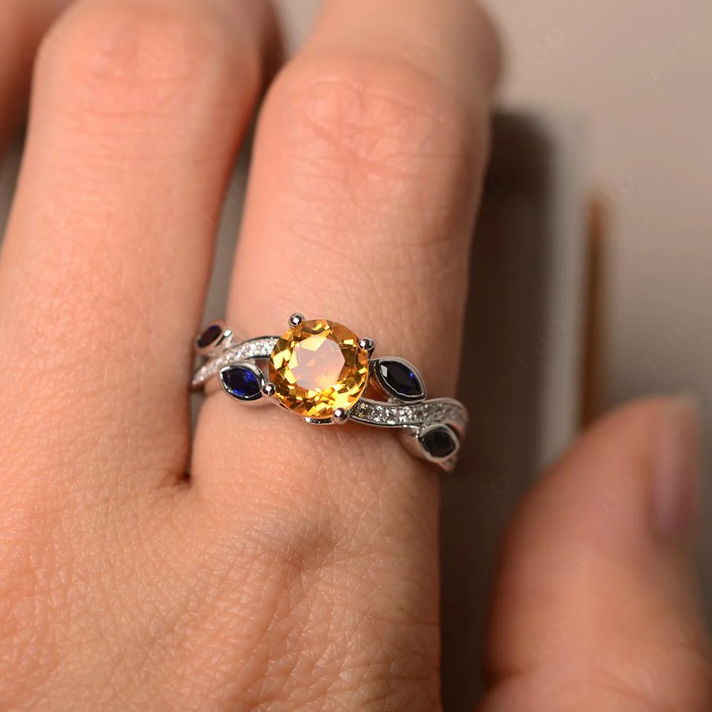 Citrine Engagement Ring with Leaf - Image 33
